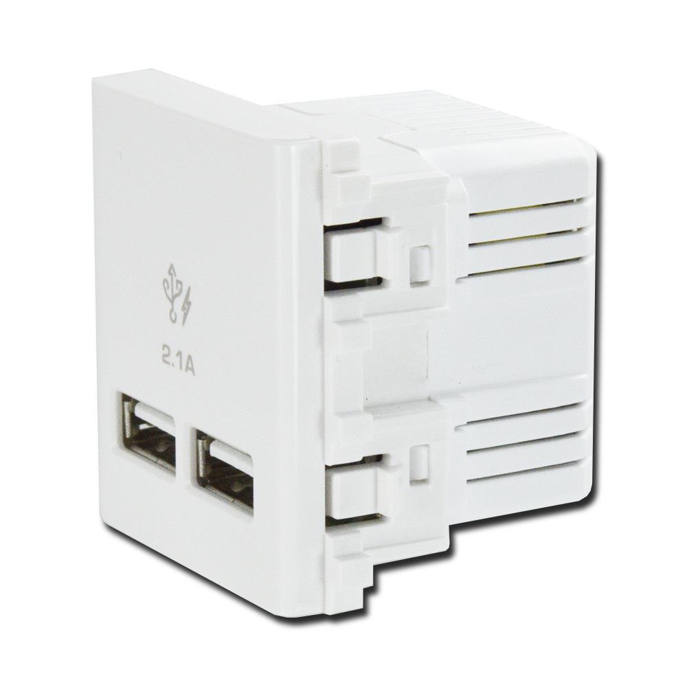 เต้ารับ USB SCHNEIDER 2 ช่อง 2.1 แอมแปร์ 3032USB_WE สีขาว