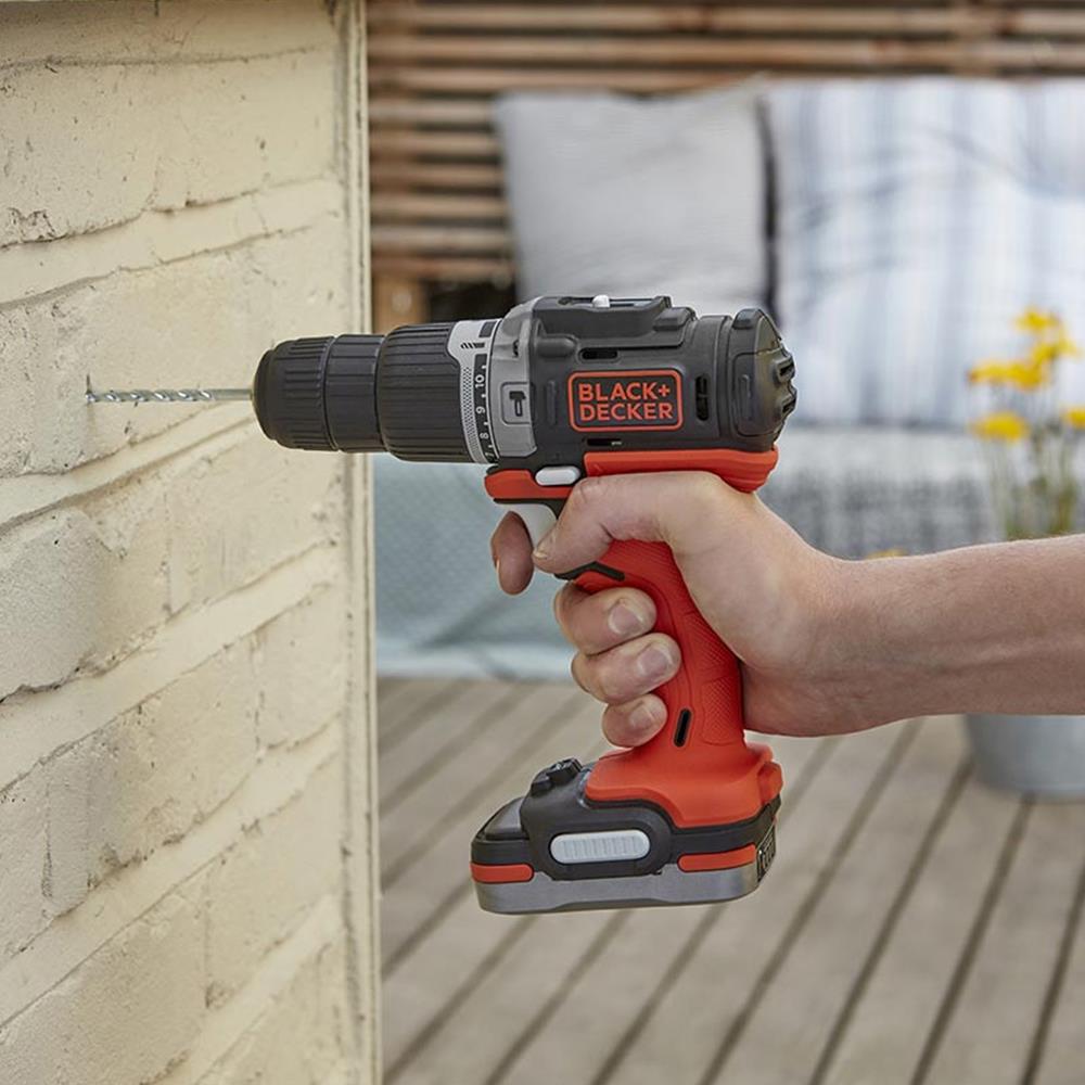 สว่านกระแทกไร้สาย (พร้อมแบตเตอรี่) BLACK&DECKER BDCHD12US1-B1 12 โวลต์