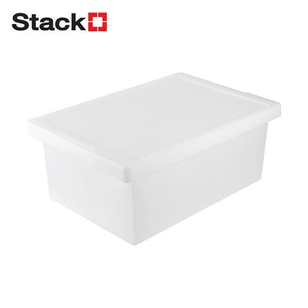 กล่องซ้อนได้ มีฝา STACKO 5222 14 ลิตร 28.4x42x16.6 ซม. สีขาว