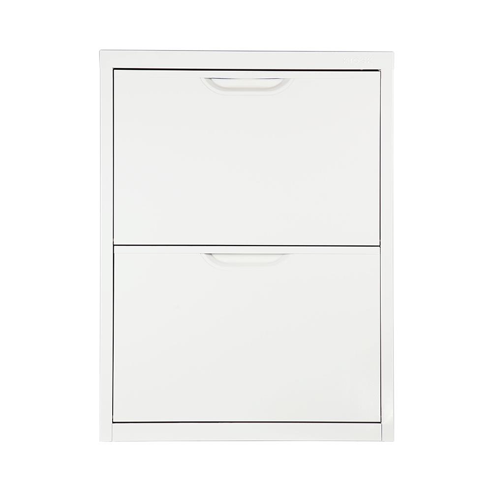 ตู้รองเท้าเหล็ก บานเปิดสวิง KIOSK SW-102 60 ซม. สีขาว