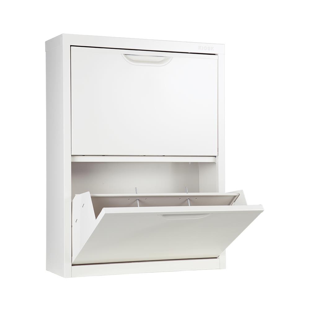 ตู้รองเท้าเหล็ก บานเปิดสวิง KIOSK SW-102 60 ซม. สีขาว