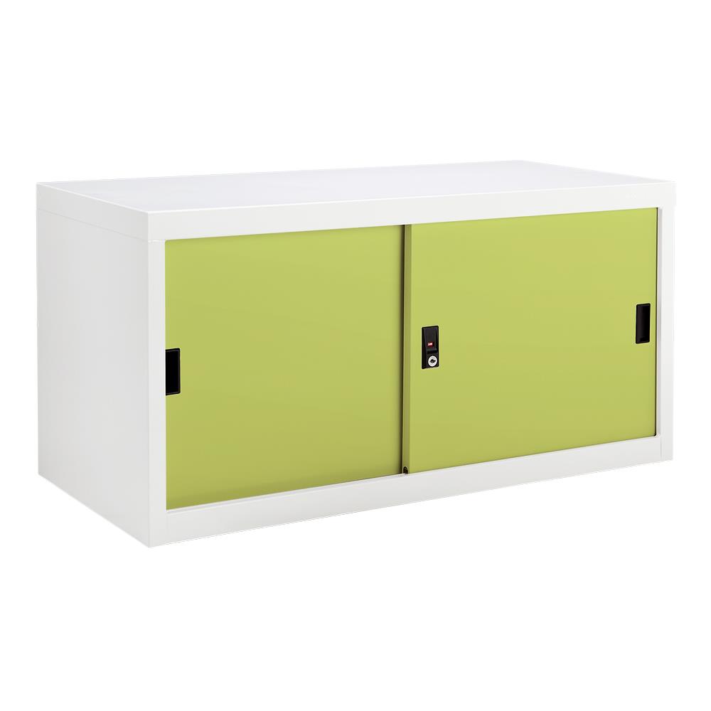 ตู้เหล็กบานเลื่อนทึบ KIOSK USB-1 สีขาว/เขียว