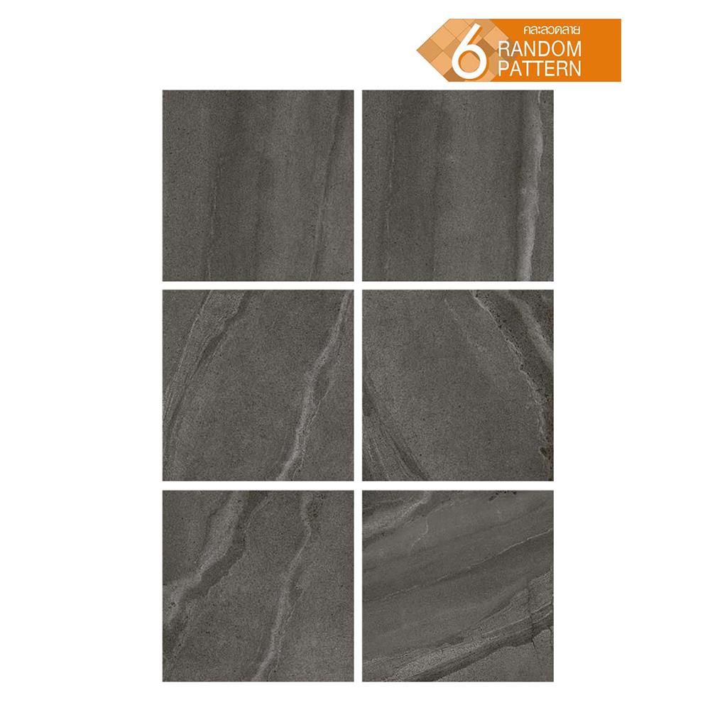กระเบื้องพื้นพอร์ซเลน  40x40 ซม. CERGRES มิดไนท์ สโตน เทาเข้ม (R)