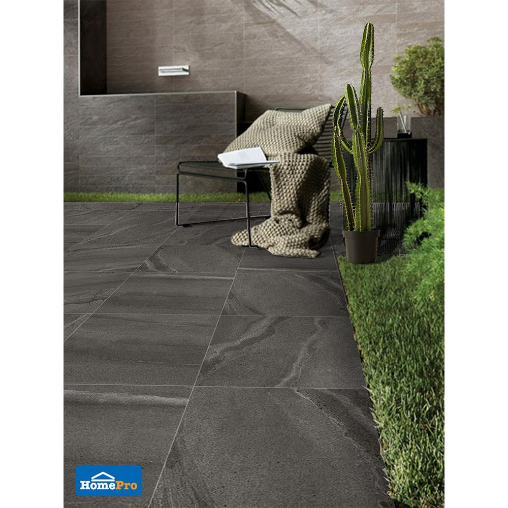 กระเบื้องพื้นพอร์ซเลน  40x40 ซม. CERGRES มิดไนท์ สโตน เทาเข้ม (R)