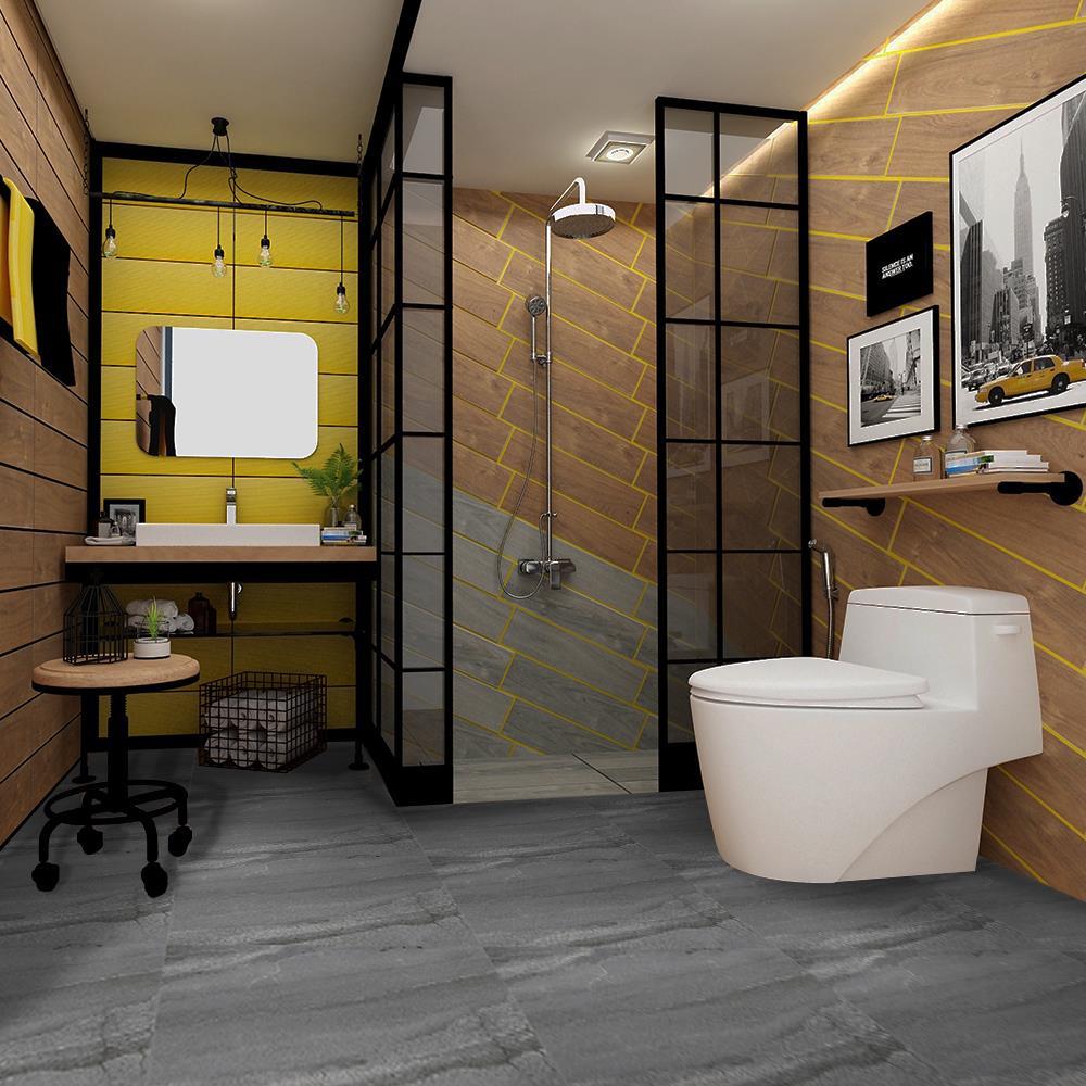 กระเบื้องพื้นพอร์ซเลน  40x40 ซม. CERGRES มิดไนท์ สโตน เทาเข้ม (R)