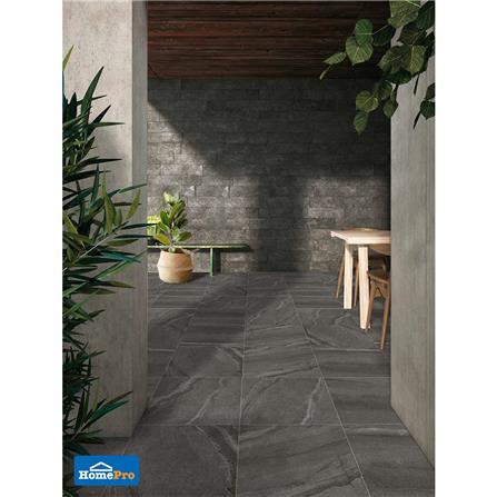 กระเบื้องพื้นพอร์ซเลน  40x40 ซม. CERGRES มิดไนท์ สโตน เทาเข้ม (R)_2