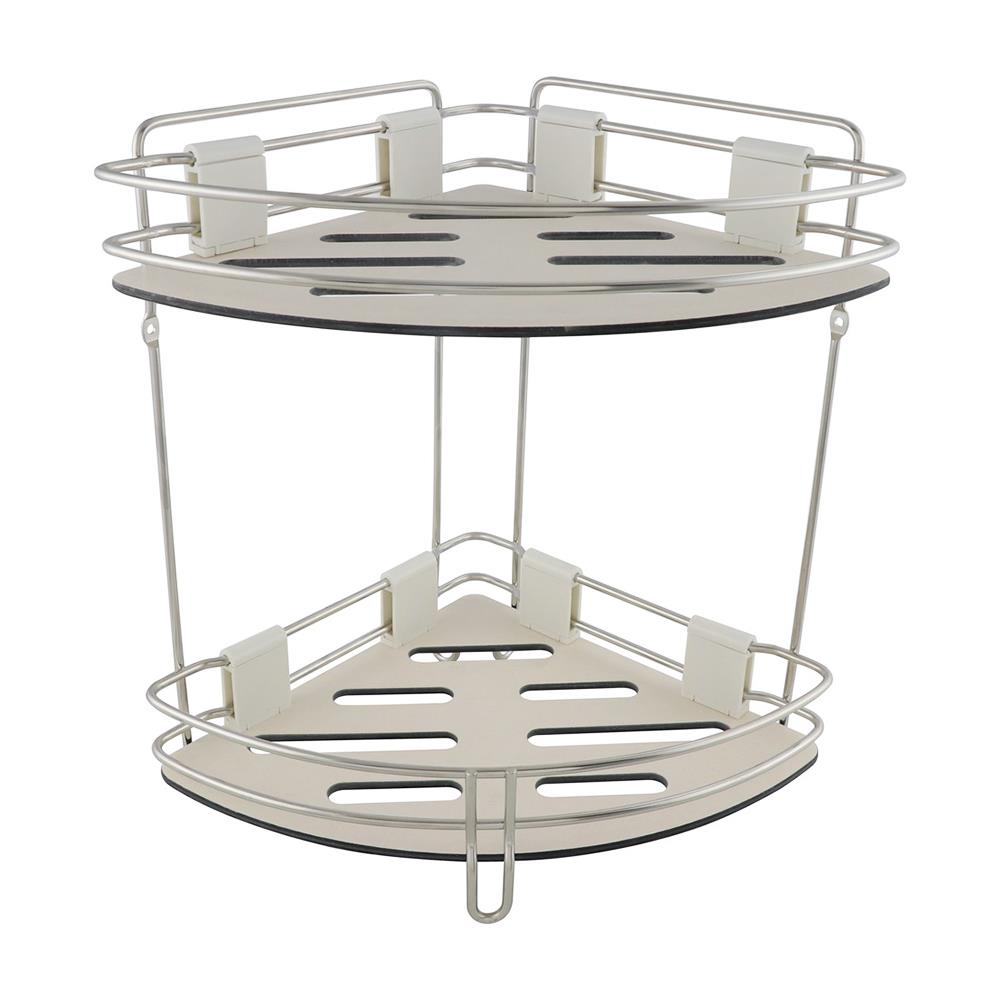 ชั้นเข้ามุมสเตนเลส2ชั้น ถาดขาว AQ-3151A2