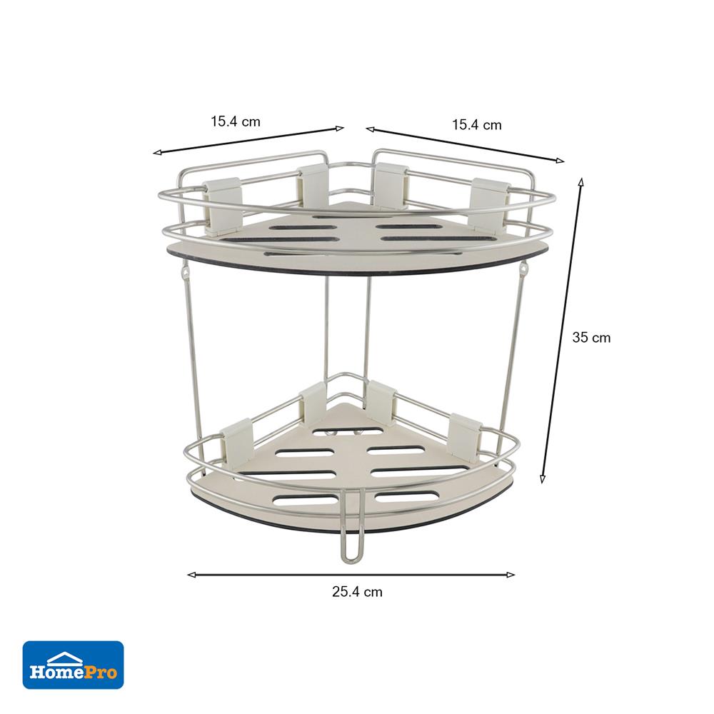 ชั้นเข้ามุมสเตนเลส2ชั้น ถาดขาว AQ-3151A2