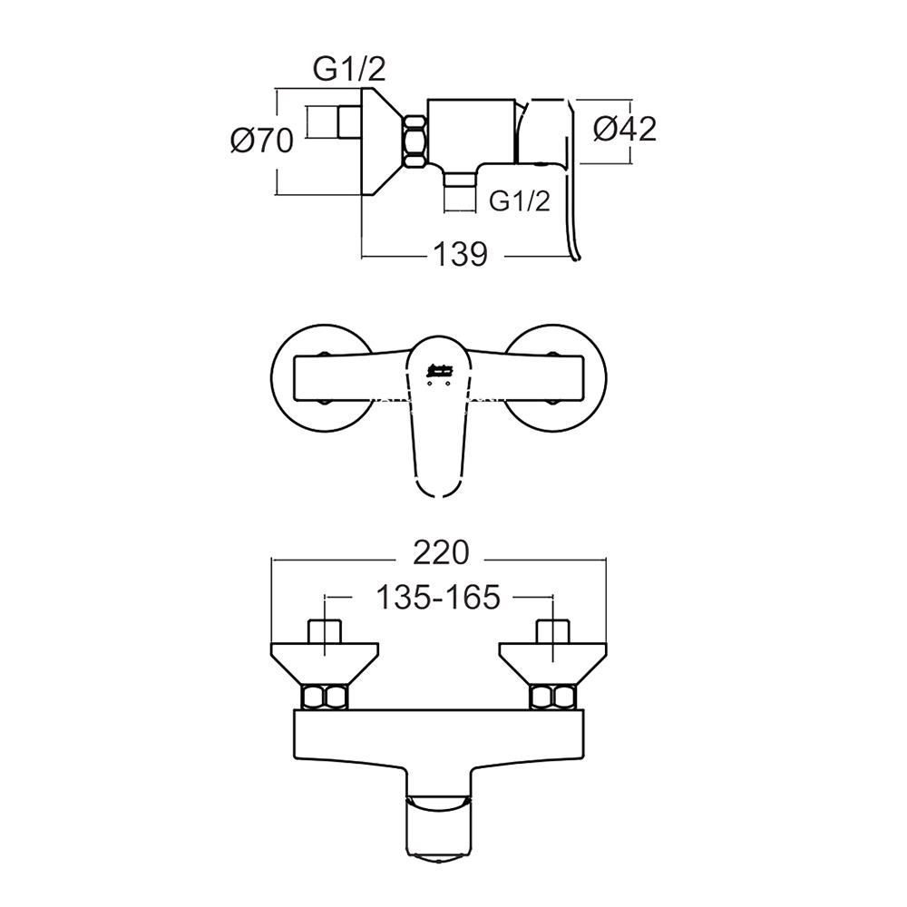 ก๊อกผสมยืนอาบ AMERICAN STANDARD A-0712-300B