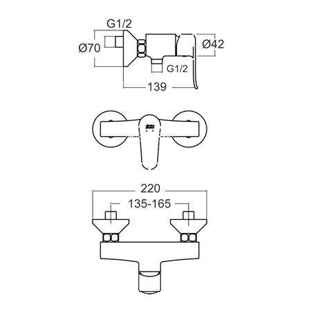 ก๊อกผสมยืนอาบ AMERICAN STANDARD A-0712-300B_1