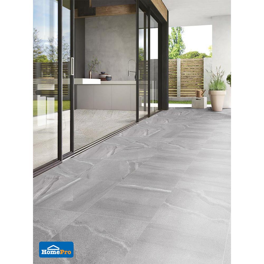 กระเบื้องพื้นพอร์ซเลน  40x40 ซม. CERGRES มิดไนท์ สโตน เทาอ่อน