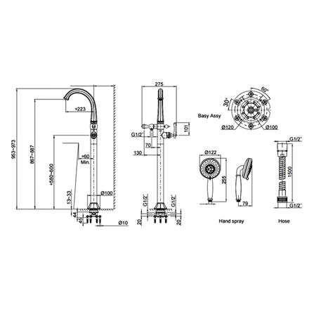 ก๊อกผสมอ่างอาบน้ำ KOHLER K-99097T-B4-RGD_1