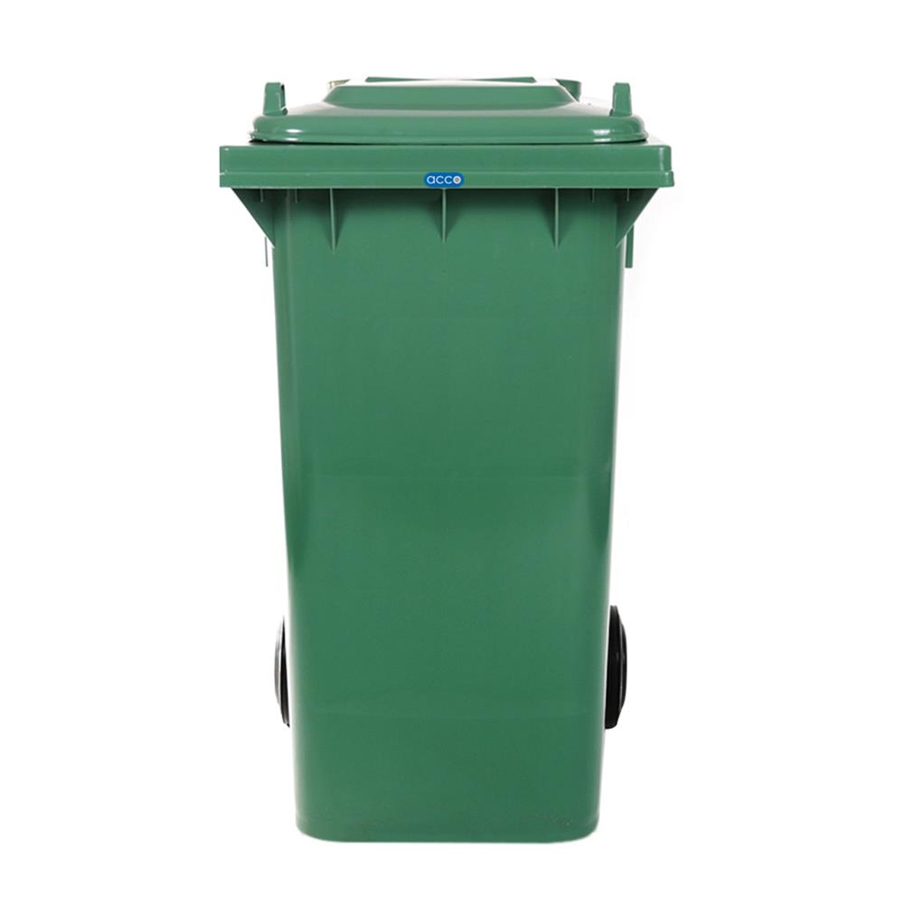 ถังขยะเหลี่ยม ฝาเปิด-ปิด มีล้อ ACCO 240L สีเขียว
