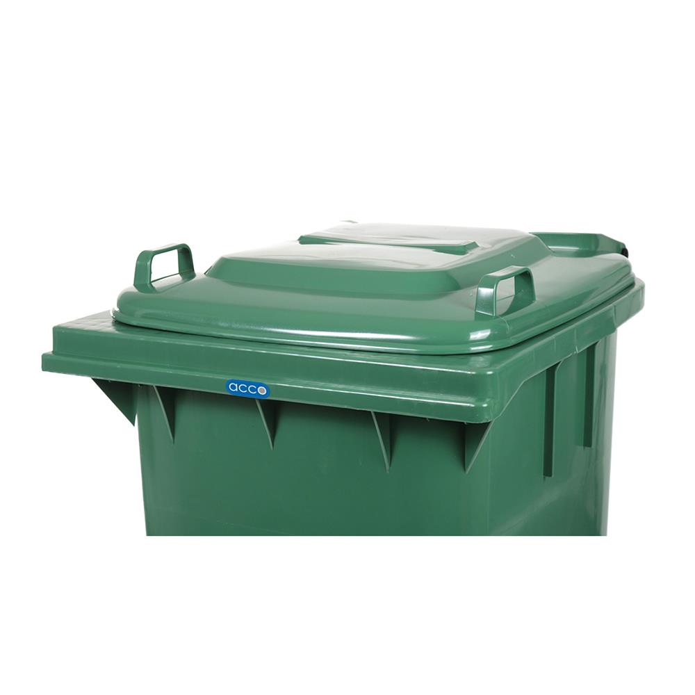 ถังขยะเหลี่ยม ฝาเปิด-ปิด มีล้อ ACCO 240L สีเขียว