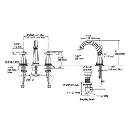 ก๊อกอ่างล้างหน้าผสม KOHLER K-13491T-4-RGD สีทอง_1