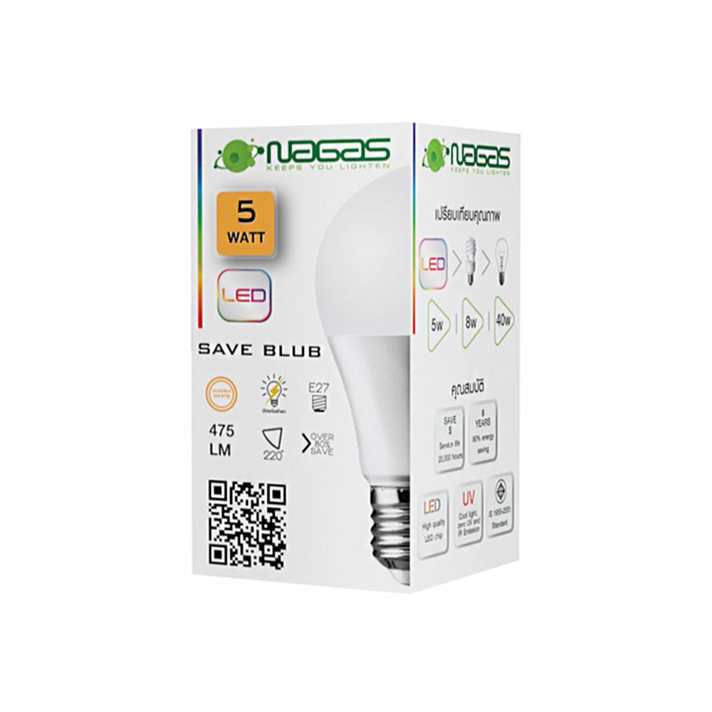 หลอด LED NAGAS SAVE BULB 5 วัตต์ WARM WHITE E27