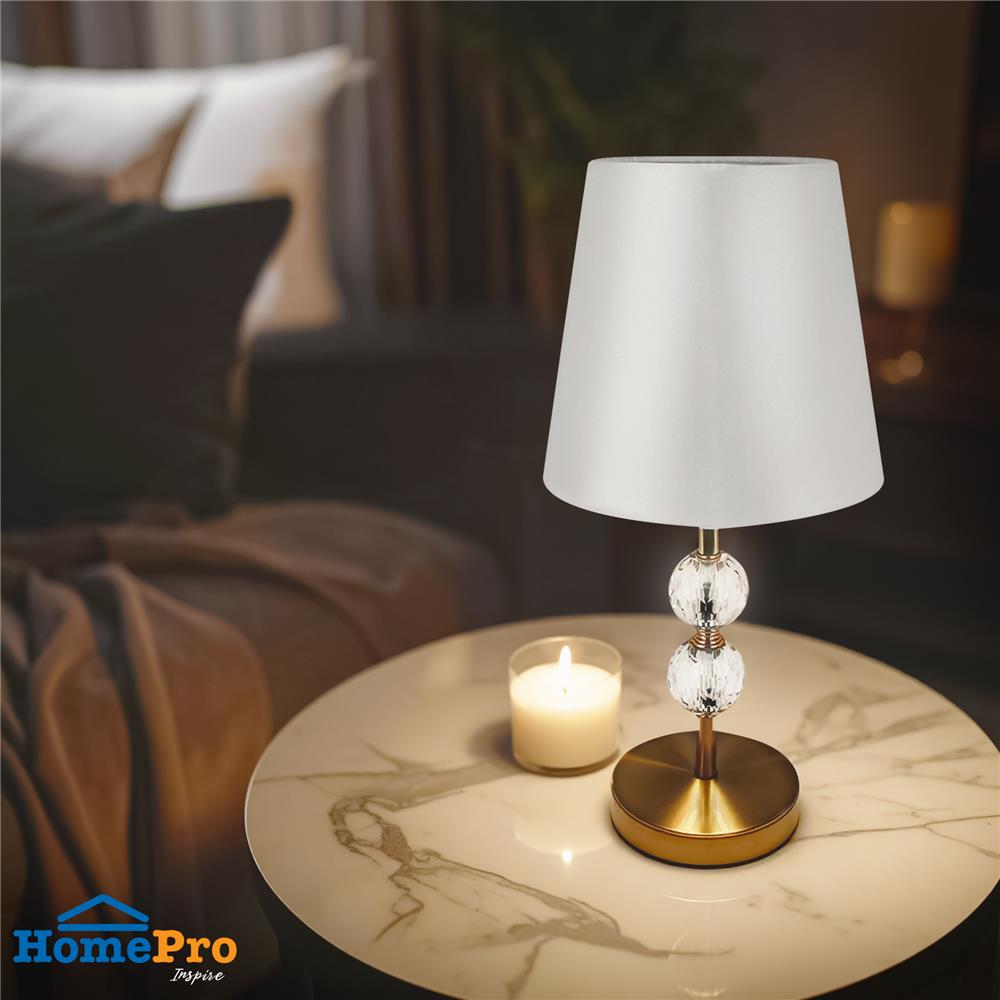 ไฟตั้งโต๊ะ CARINI MT5027 ผ้า คลาสสิก สีขาว/สีทอง