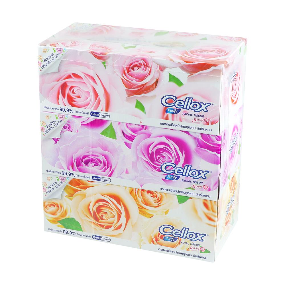 กระดาษเช็ดหน้า CELLOX ROSY 135 แผ่น แพ็ก 3 ชิ้น