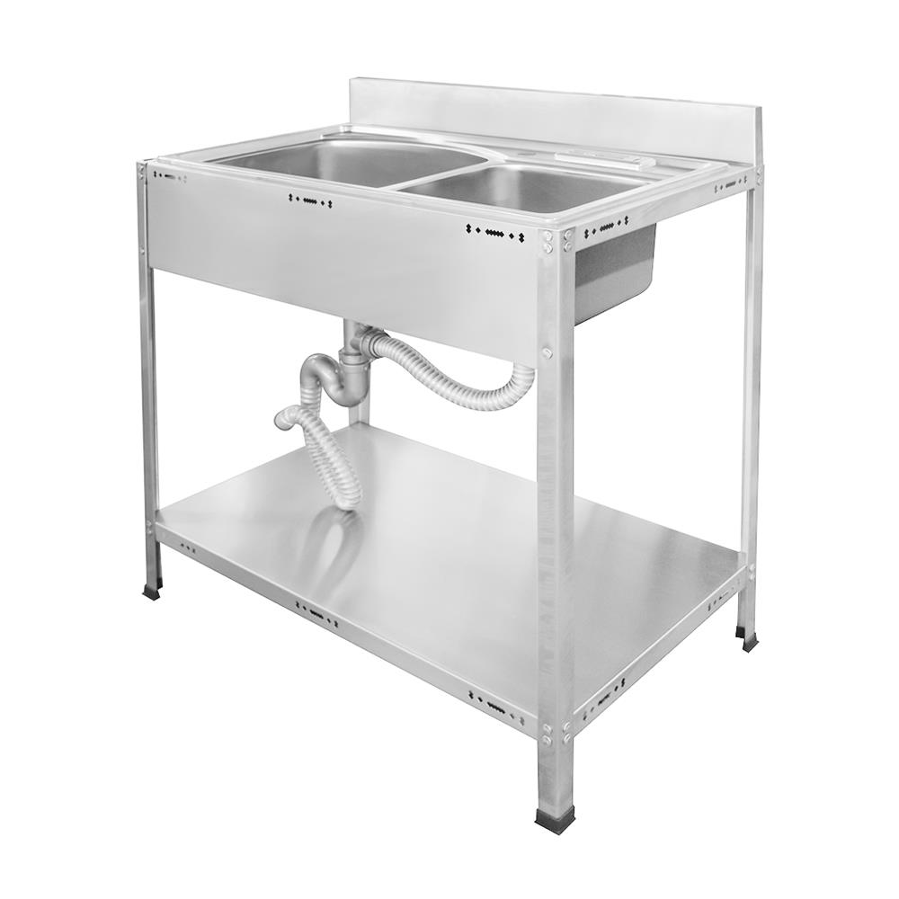 ซิงค์ขาตั้ง 2หลุม SANKI SWS-2B สเตนเลส