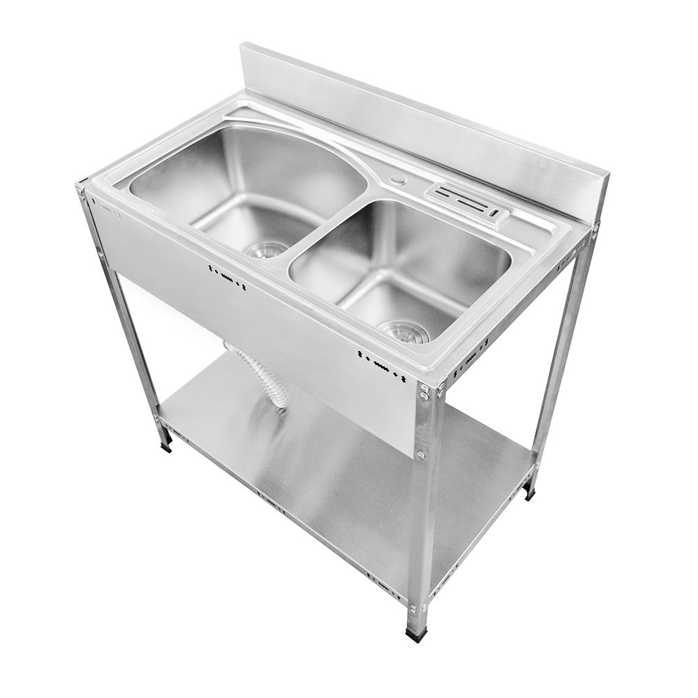 ซิงค์ขาตั้ง 2หลุม SANKI SWS-2B สเตนเลส