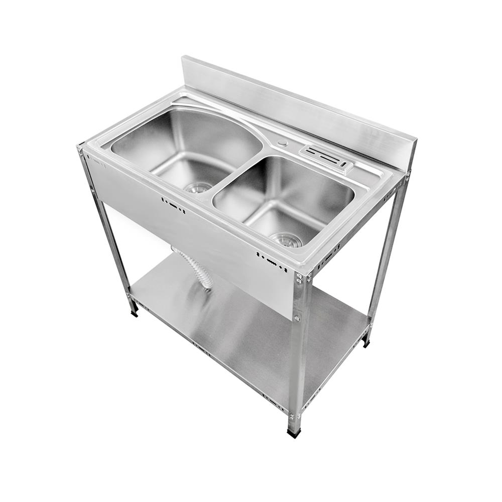 ซิงค์ขาตั้ง 2หลุม SANKI SWS-2B สเตนเลส