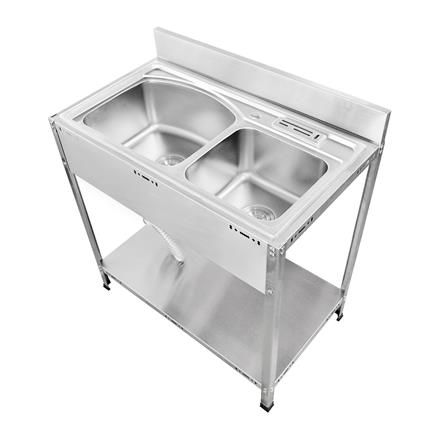 ซิงค์ขาตั้ง 2หลุม SANKI SWS-2B สเตนเลส_2