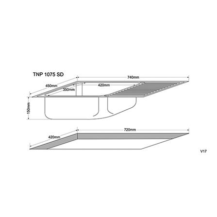 ซิงค์ฝัง 1 หลุม 1 ที่พัก TECNOPLUS 1075 SD สเตนเลส_3