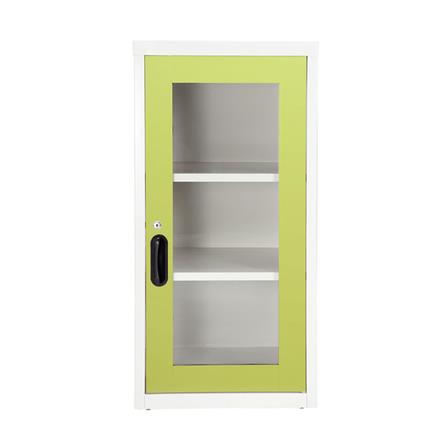 ตู้เหล็กบานเปิดกระจก KIOSK UDB-2 สีขาว/เขียว