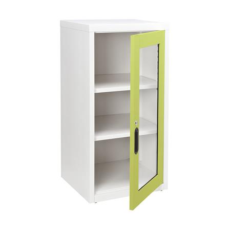 ตู้เหล็กบานเปิดกระจก KIOSK UDB-2 สีขาว/เขียว_2