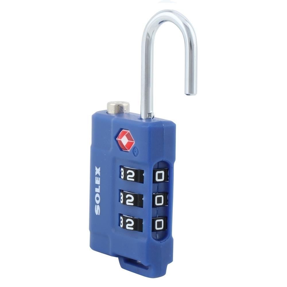 กุญแจรหัส SOLEX TSA 33 31 มม. สีนํ้าเงิน