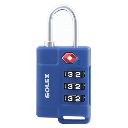 กุญแจรหัส SOLEX TSA 33 31 มม. สีนํ้าเงิน