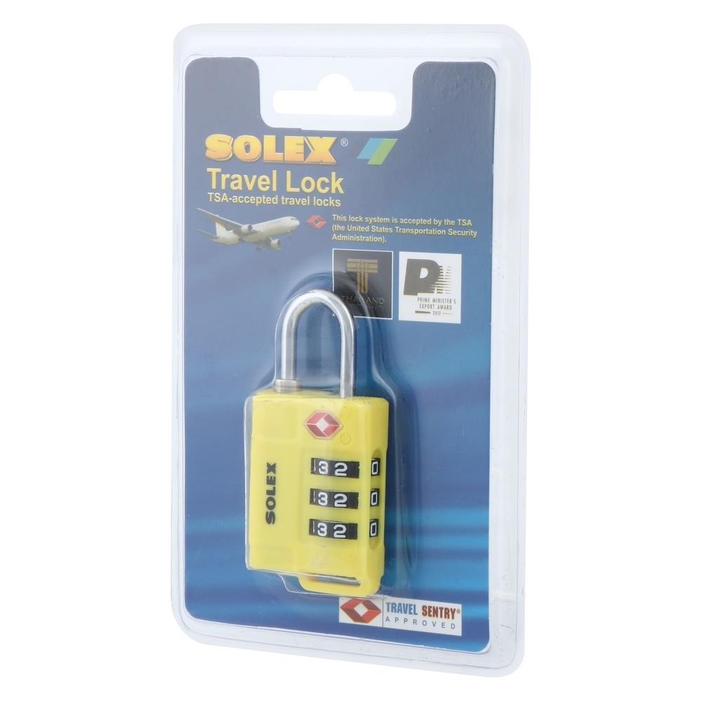 กุญแจรหัส SOLEX TSA 33 31 มม. สีเหลือง