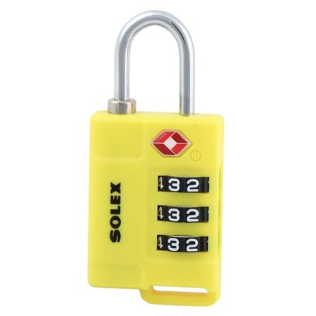 กุญแจรหัส SOLEX TSA 33 31 มม. สีเหลือง