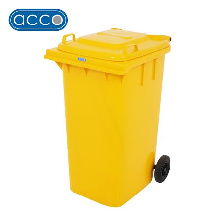 ถังขยะเหลี่ยม ฝาเปิด-ปิด มีล้อ ACCO 240L สีเหลือง_0