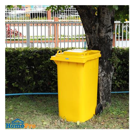 ถังขยะเหลี่ยม ฝาเปิด-ปิด มีล้อ ACCO 240L สีเหลือง_6