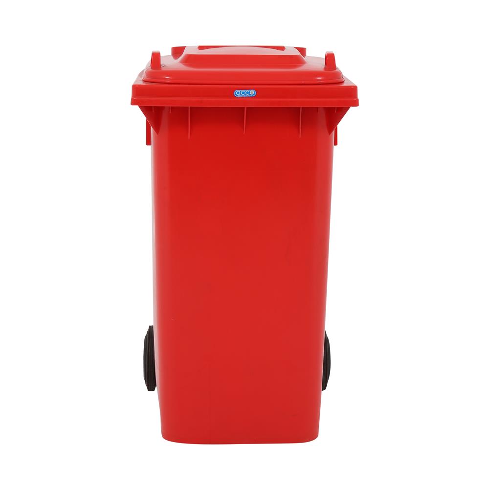 ถังขยะเหลี่ยม ฝาเปิด-ปิด มีล้อ ACCO 240L สีแดง