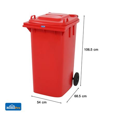 ถังขยะเหลี่ยม ฝาเปิด-ปิด มีล้อ ACCO 240L สีแดง_7