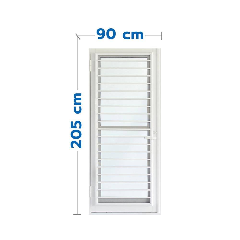 ชุดประตูบานเปิด ระบายอากาศ อะลูมิเนียม SANKYOALUMI J-TRUST VENTILATION 90x205 ซม. สีขาว พร้อมวงกบ-บานพับ-มือจับ-โช้ค_1