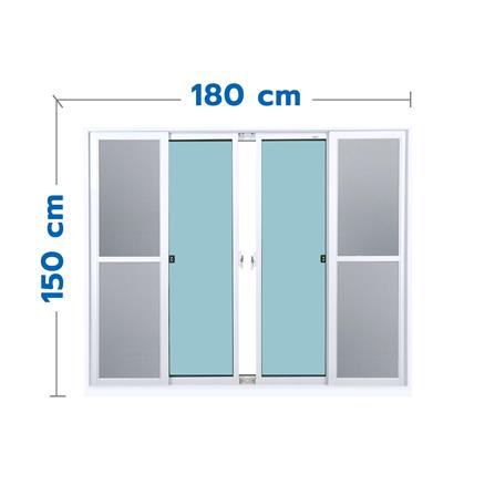 หน้าต่างบานเลื่อน อะลูมิเนียม S-F-S มุ้ง SANKYOALUMI J-TRUST 180X150 ซม. สีขาว