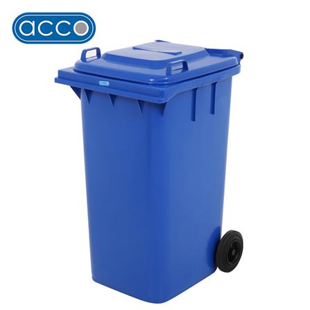 ถังขยะเหลี่ยม ฝาเปิด-ปิด มีล้อ ACCO 240 ลิตร สีน้ำเงิน