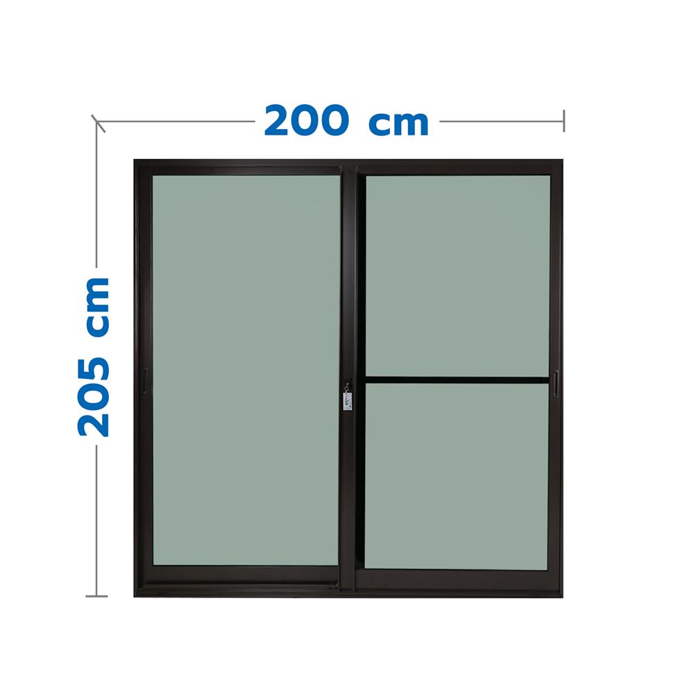 ประตูบานเลื่อน อะลูมิเนียม S-S มุ้ง SANKYOALUMI J-TRUST 200X205 ซม. สีน้ำตาล