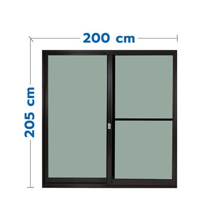 ประตูบานเลื่อน อะลูมิเนียม S-S มุ้ง SANKYOALUMI J-TRUST 200X205 ซม. สีน้ำตาล_0