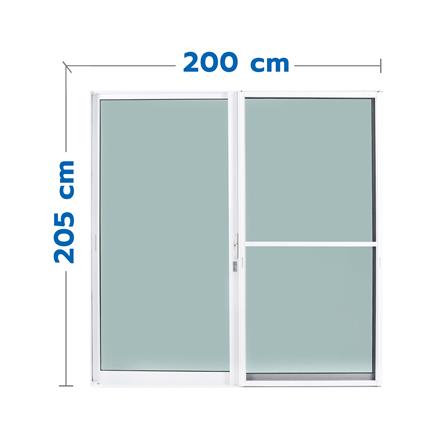 ประตูบานเลื่อน อะลูมิเนียม S-S มุ้ง SANKYOALUMI J-TRUST 200X205 ซม. สีขาว