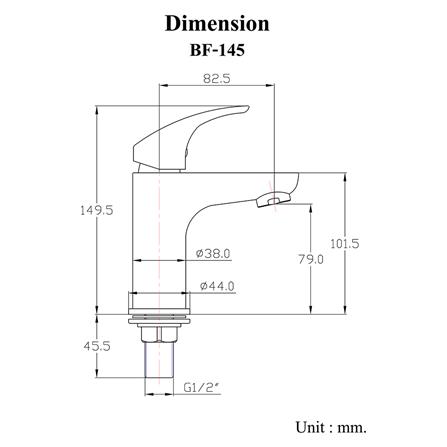 ก๊อกอ่างล้างหน้าเดี่ยว HANG BF-145 สีโครม_3