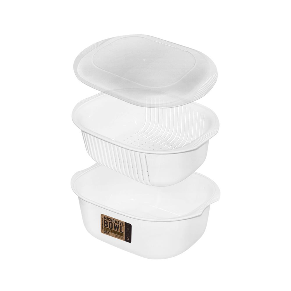 กล่องอาหารไมโครเวฟเหลี่ยม DOUBLE LOCK 2507 3 ลิตร