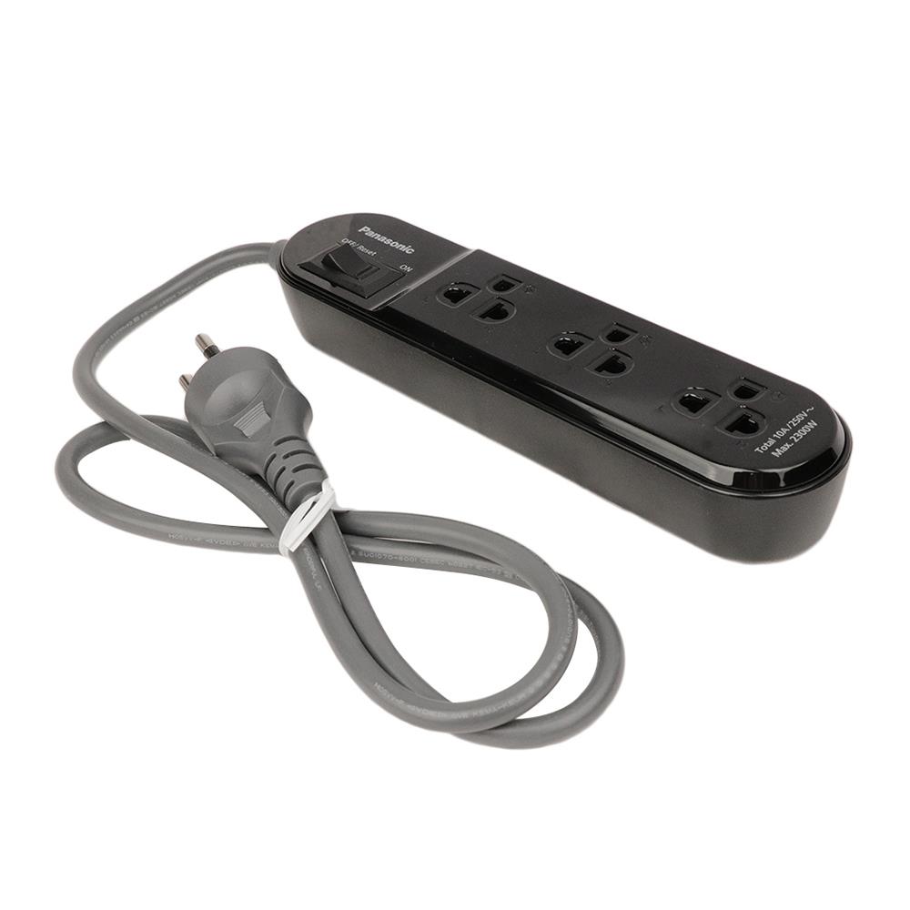 รางปลั๊กไฟ 3 ช่อง 1 สวิตซ์ PANASONIC WCHG24132B 1 ม. สีดำ