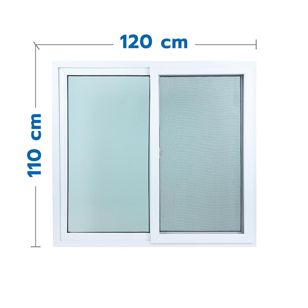 หน้าต่างบานเลื่อน UPVC S-S มุ้ง HOFFEN TRENDY 120X110 ซม. สีขาว