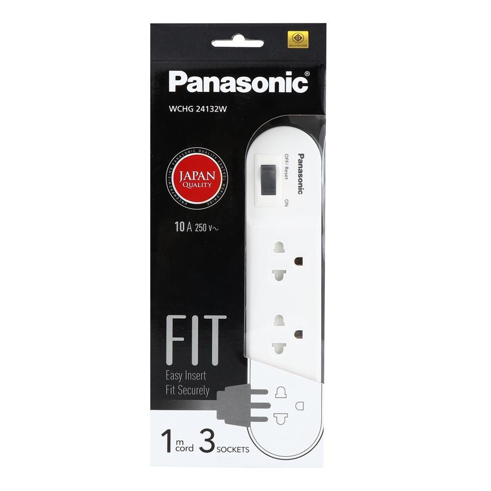 รางปลั๊กไฟ 3 ช่อง 1 สวิตซ์ PANASONIC WCHG24132W 1 ม. สีขาว