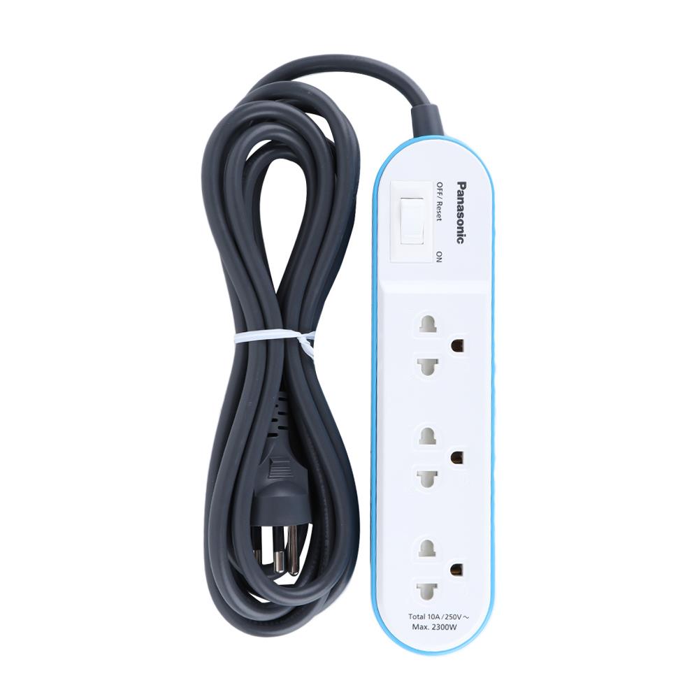 รางปลั๊กไฟ 3 ช่อง 1 สวิตซ์ PANASONIC WCHG24332D 3 ม. สีฟ้า