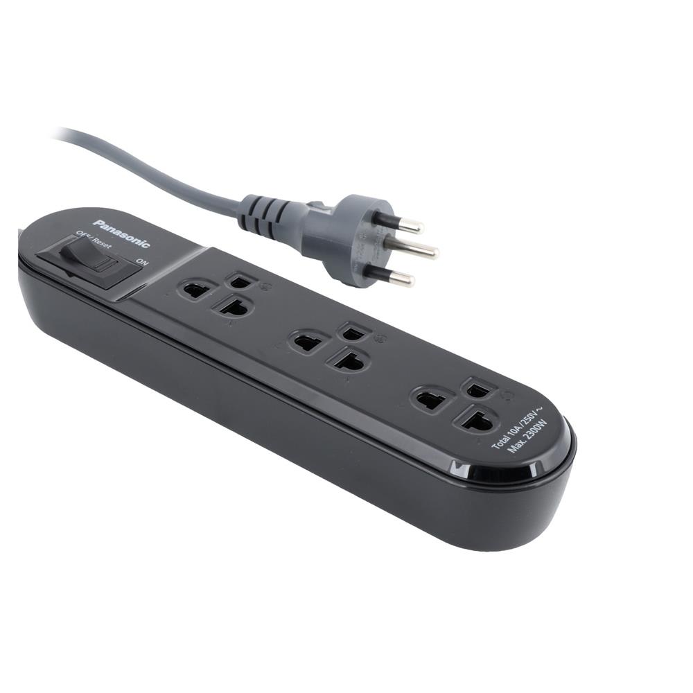 รางปลั๊กไฟ 3 ช่อง 1 สวิตซ์ PANASONIC WCHG24332B 3 ม. สีดำ